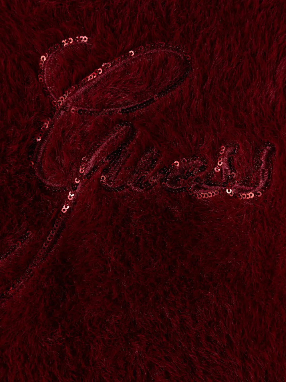 guess kids sequin-logo fluffy sweater Rood