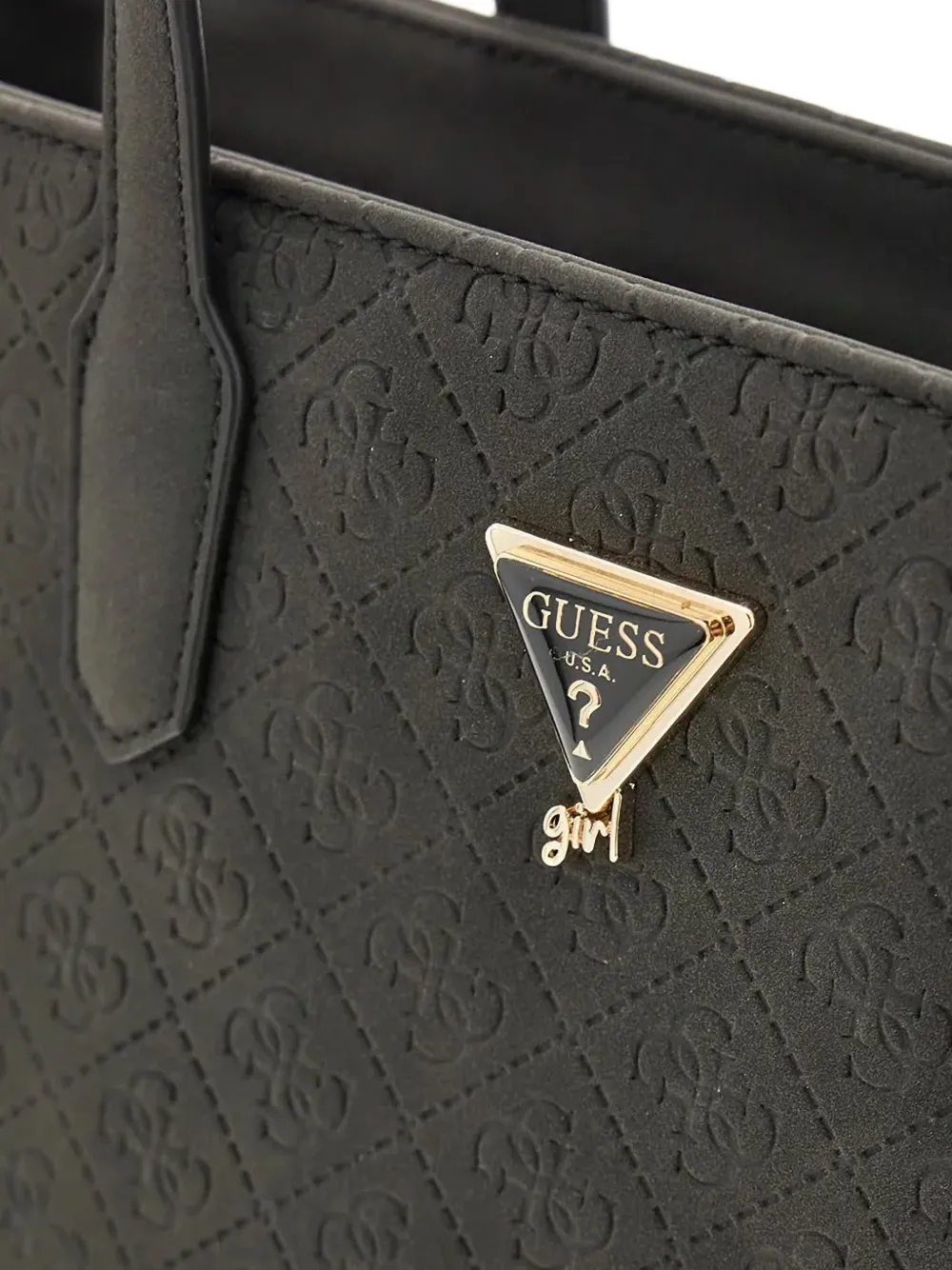 guess kids monogram-embossed heart-pouch tote bag Zwart