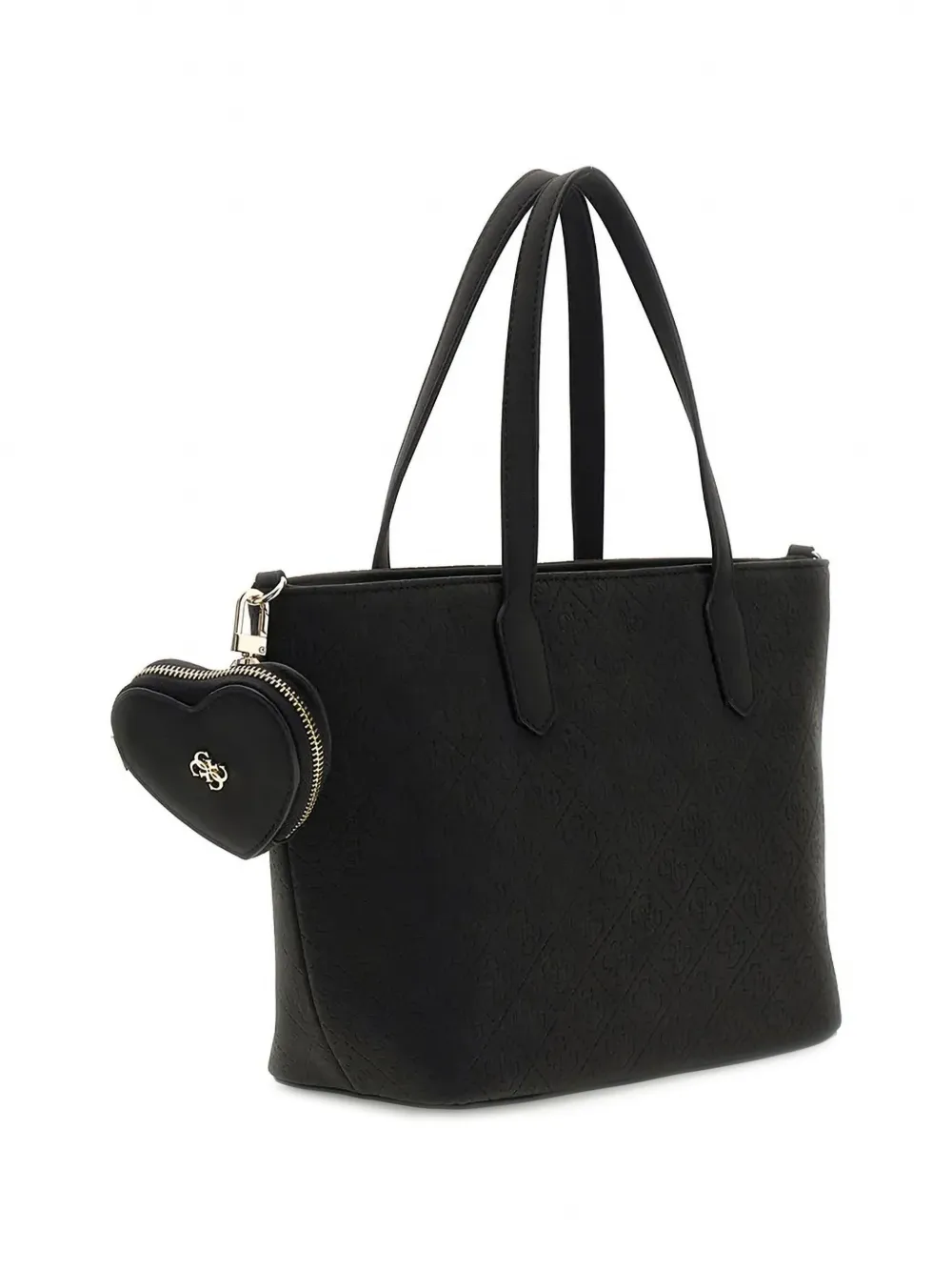 guess kids monogram-embossed heart-pouch tote bag Zwart