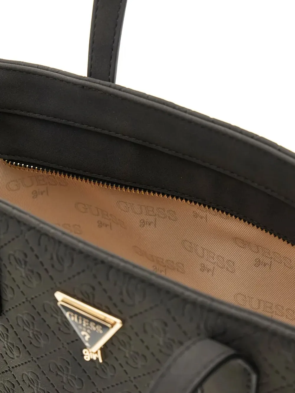 guess kids monogram-embossed heart-pouch tote bag Zwart