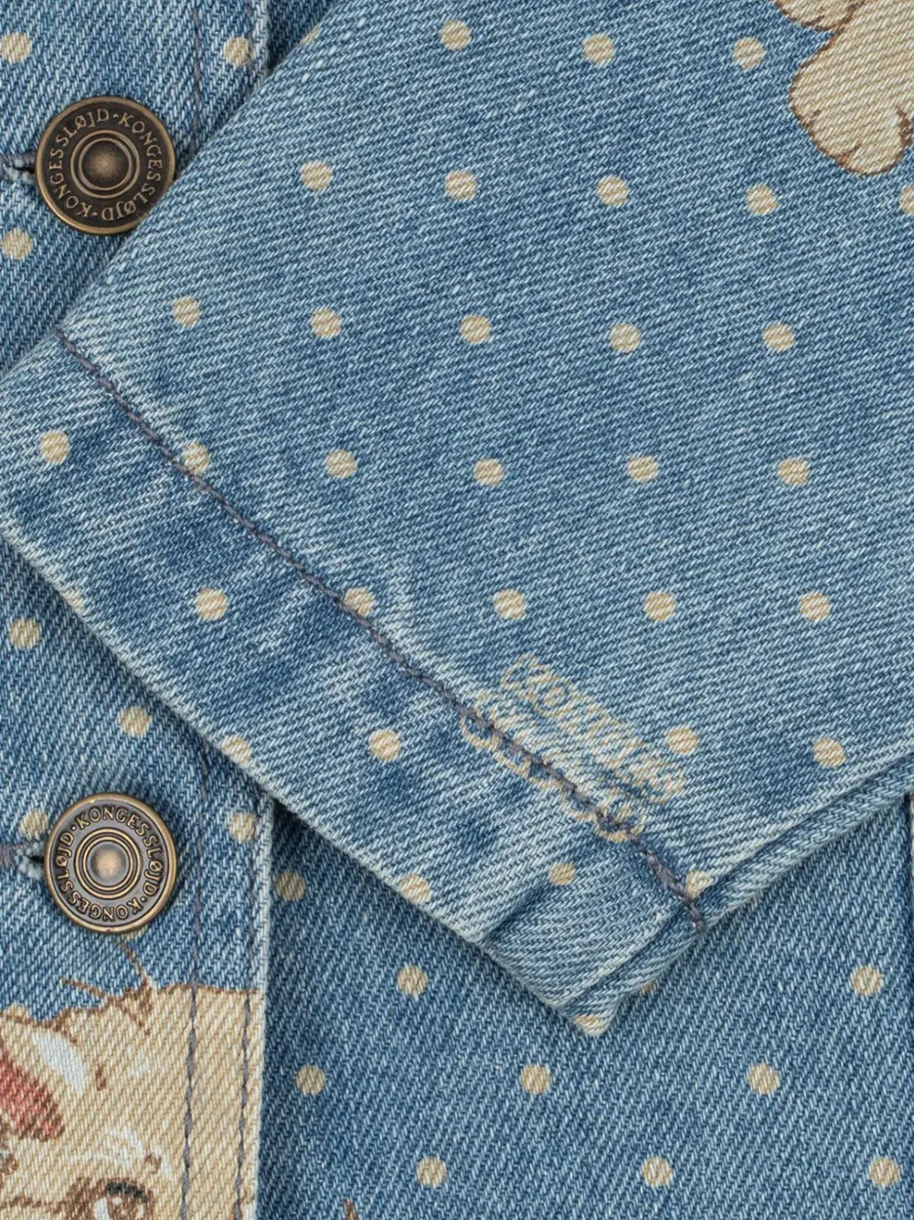 Konges Sløjd Magot denim jack met stippen en katten-print Blauw