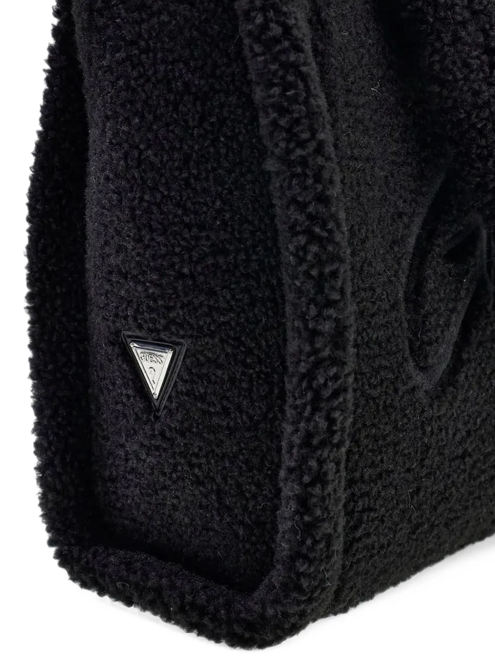 guess kids logo-embroidered fleece tote bag Zwart