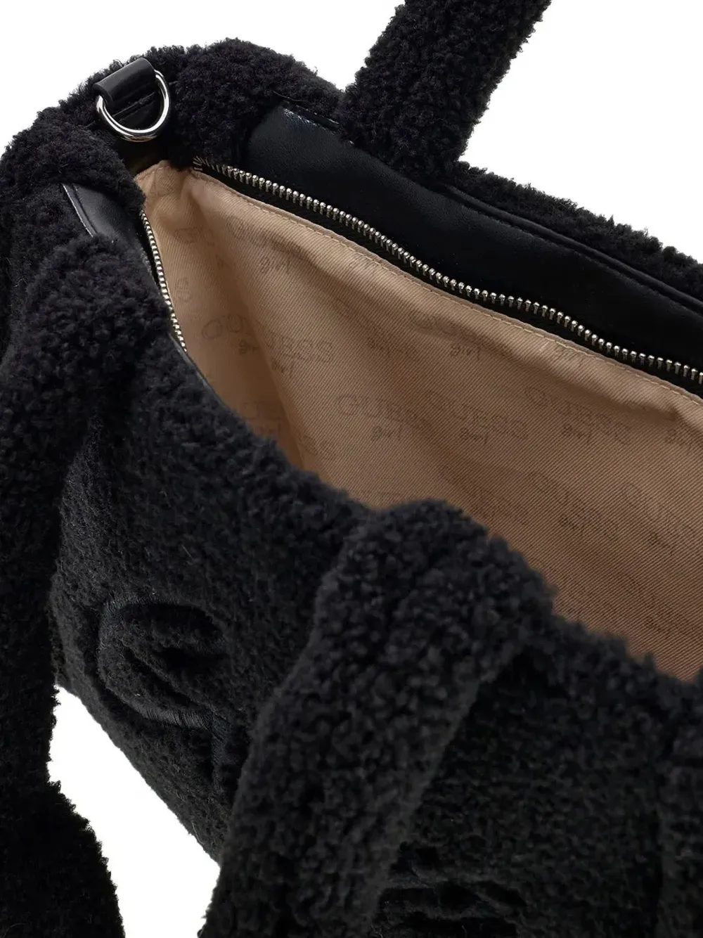guess kids logo-embroidered fleece tote bag Zwart