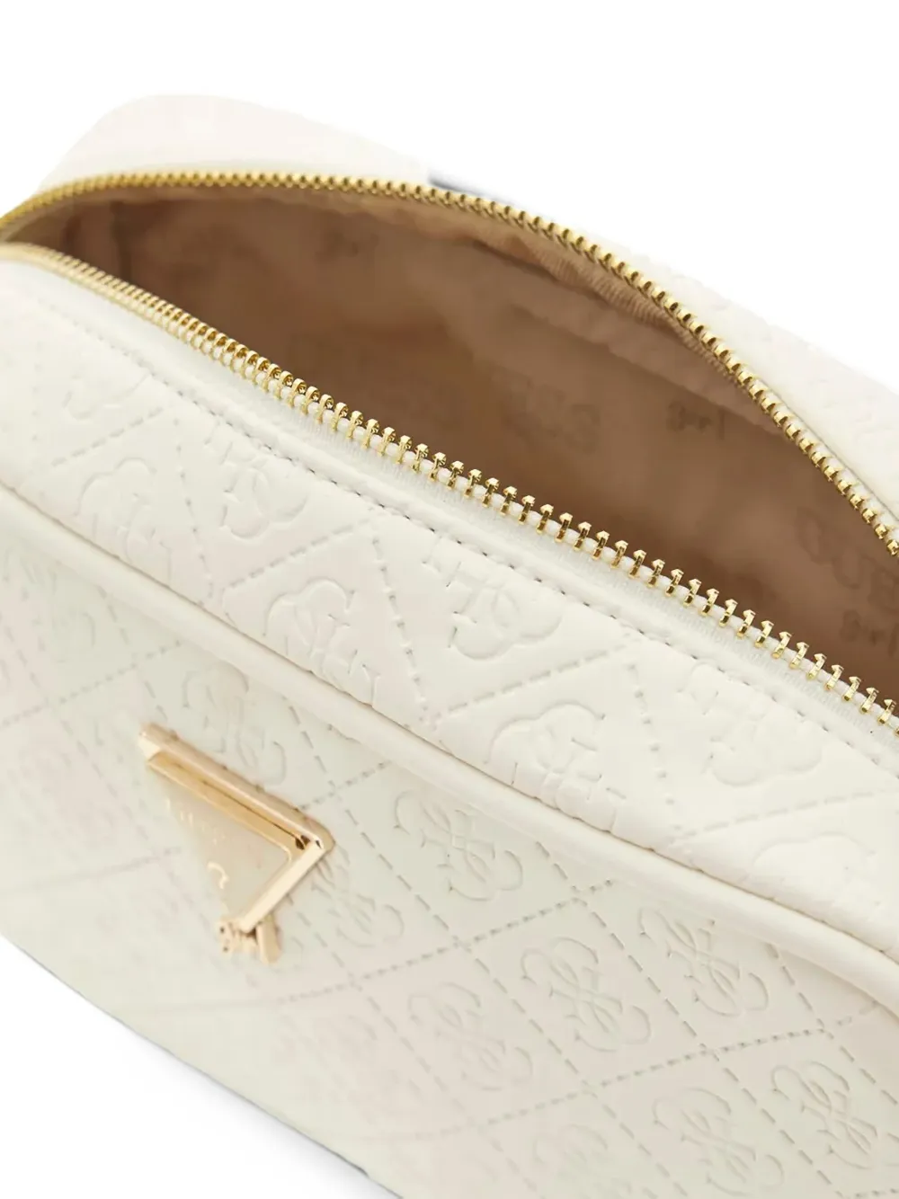 guess kids quilted logo-embossed cross body bag Beige