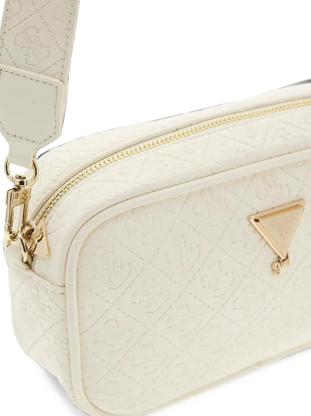 guess kids quilted logo-embossed cross body bag Beige