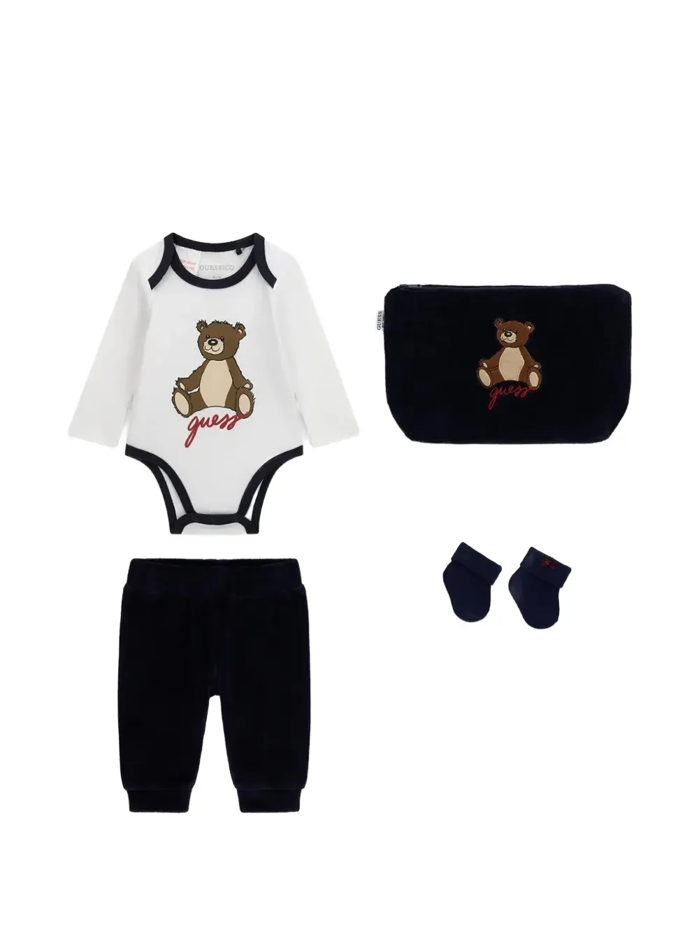 guess kids teddy-bear graphic tracksuit set (set of four) - Blu