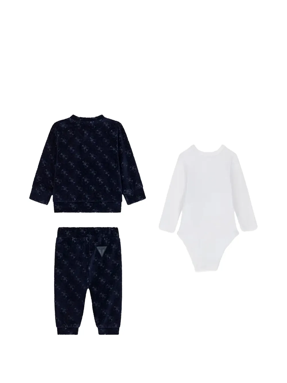 guess kids logo-pattern velvet tracksuit set (set of three) Blauw