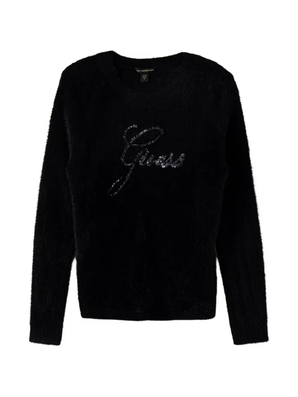 guess kids sequin-logo fluffy sweater - Nero