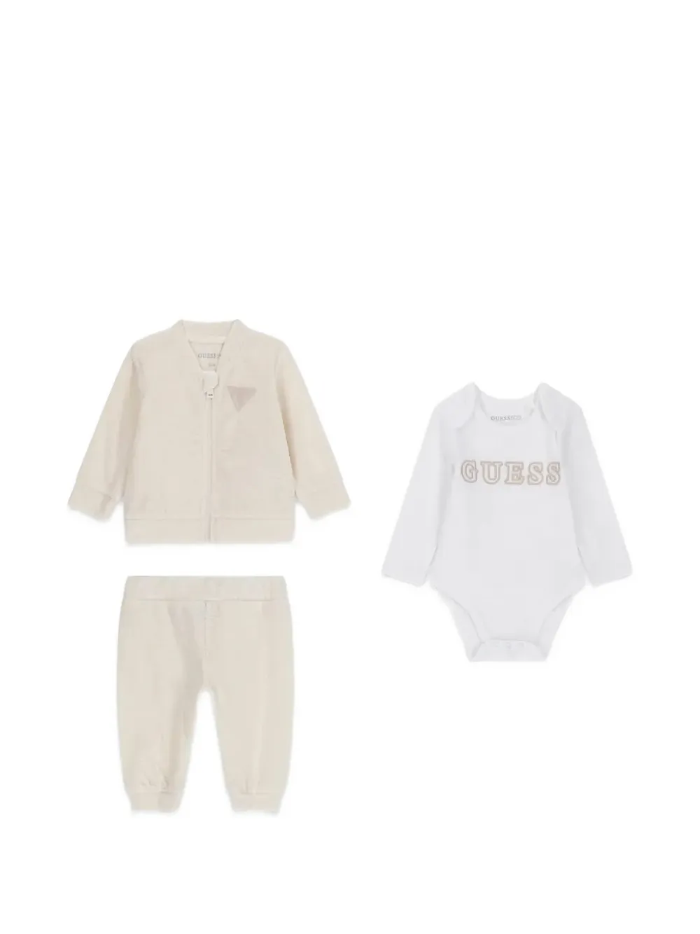 Guess kids logo-embroidered tracksuit set (set of three) Beige