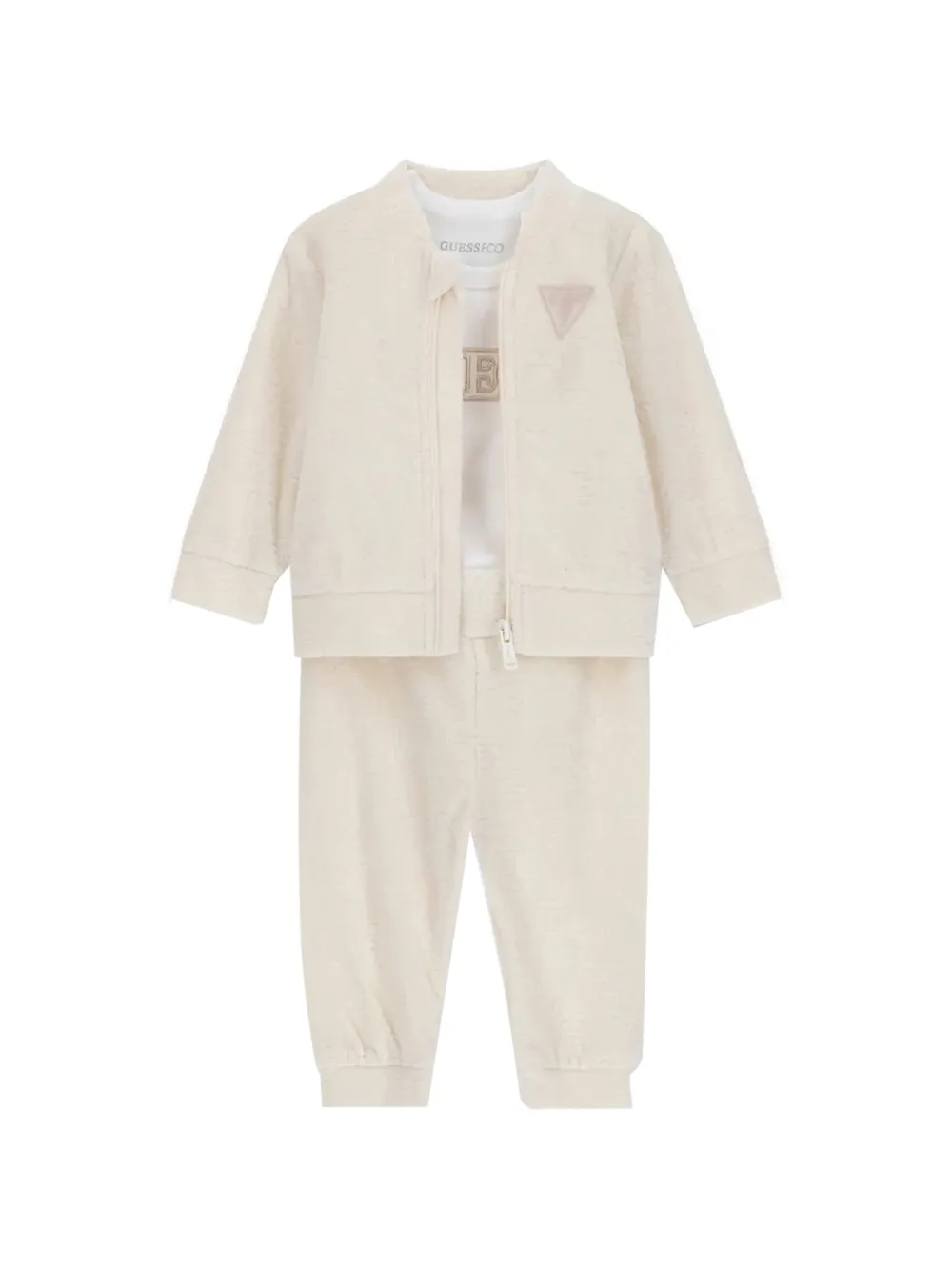 guess kids logo-embroidered tracksuit set (set of three) Beige