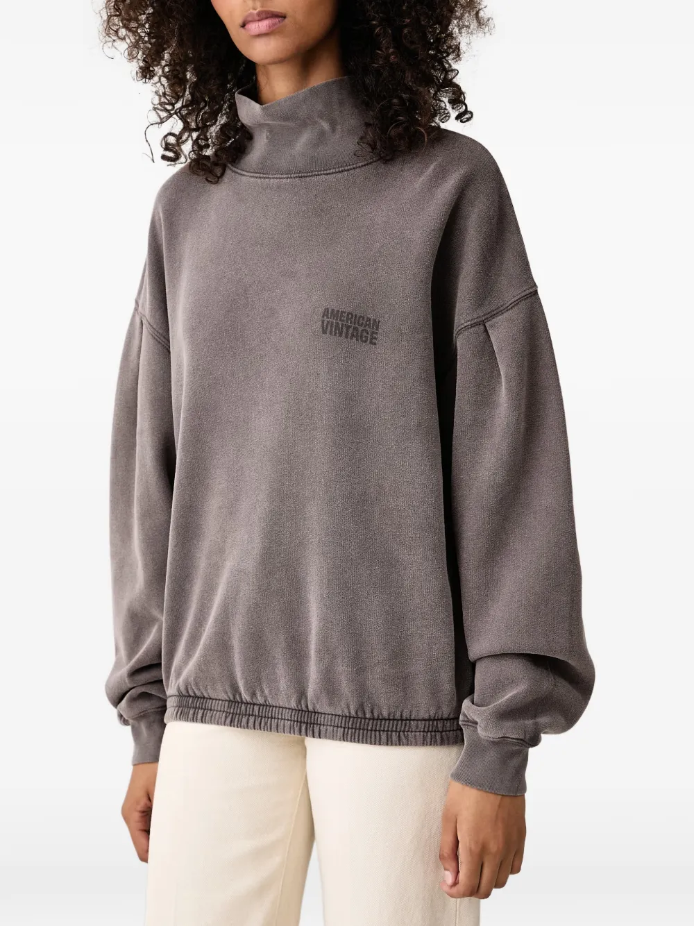 American Vintage Jitbay logo-print high-neck sweatshirt Grijs