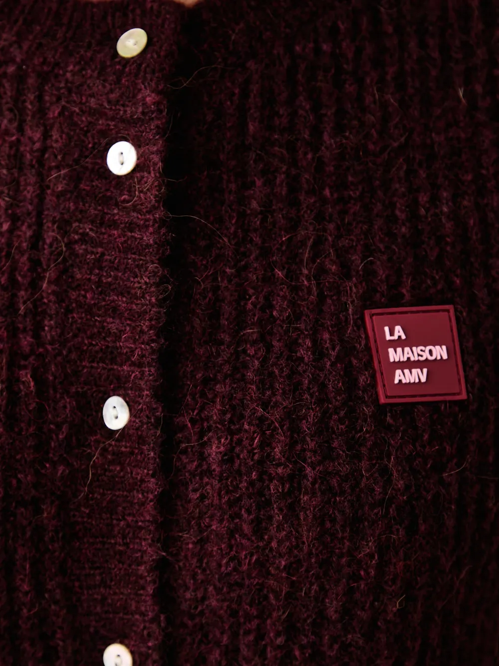 American Vintage ribbed-knit logo-patch cardigan Rood