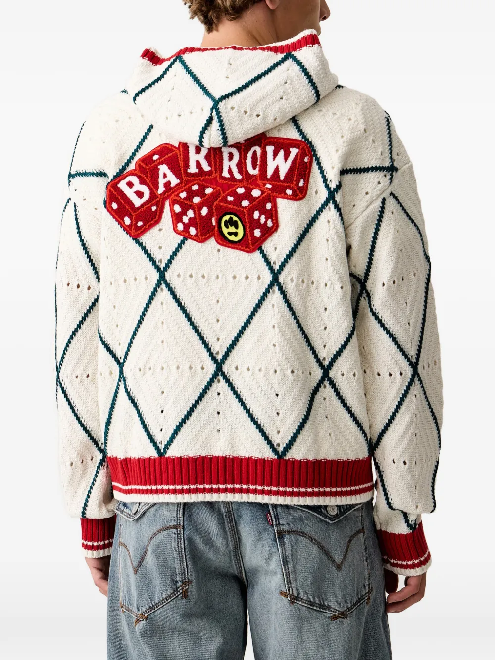 BARROW Gebreide hoodie met pointelle-detail Wit