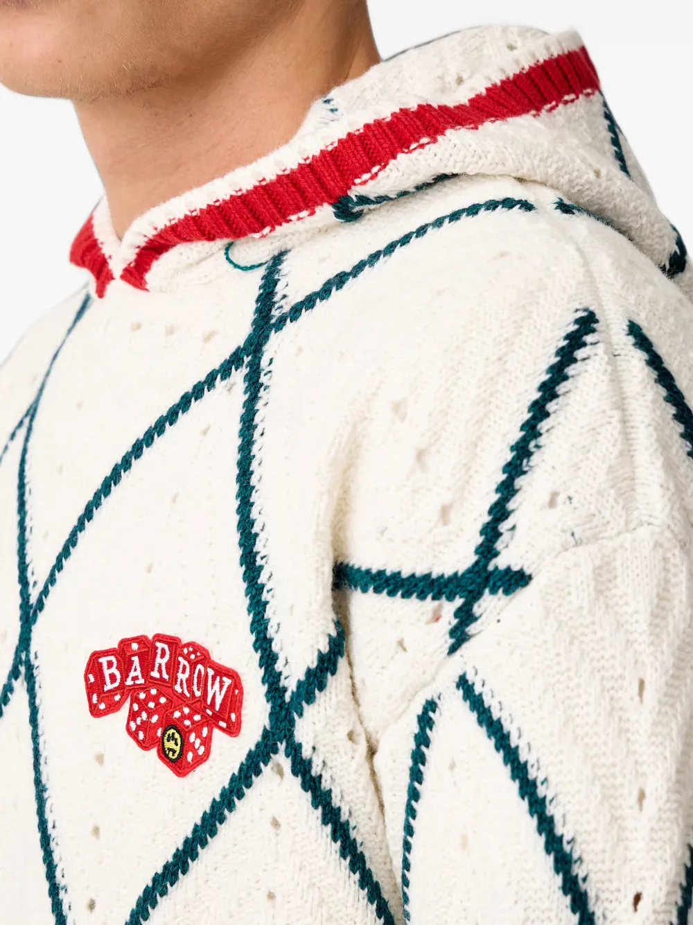 BARROW Gebreide hoodie met pointelle-detail Wit