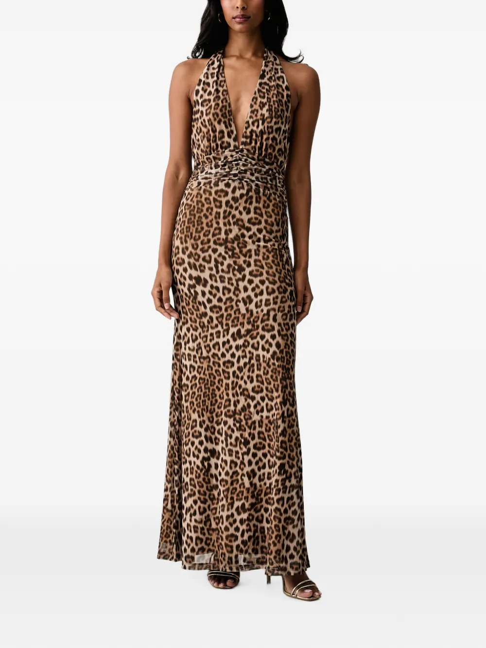 Bardot leopard-print ruched-waist dress