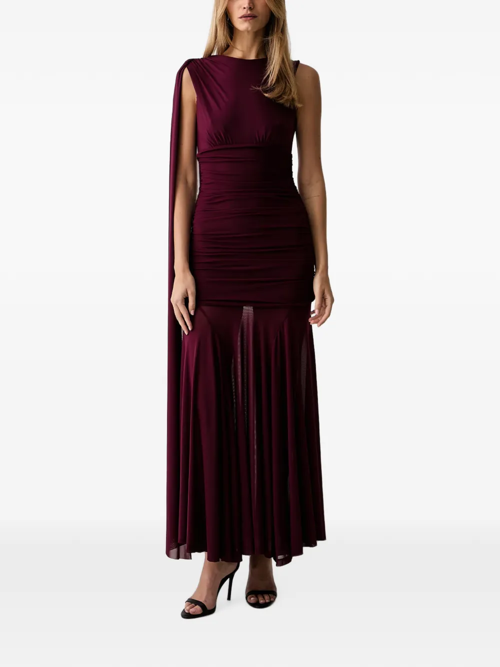 Bardot ruched draped dress