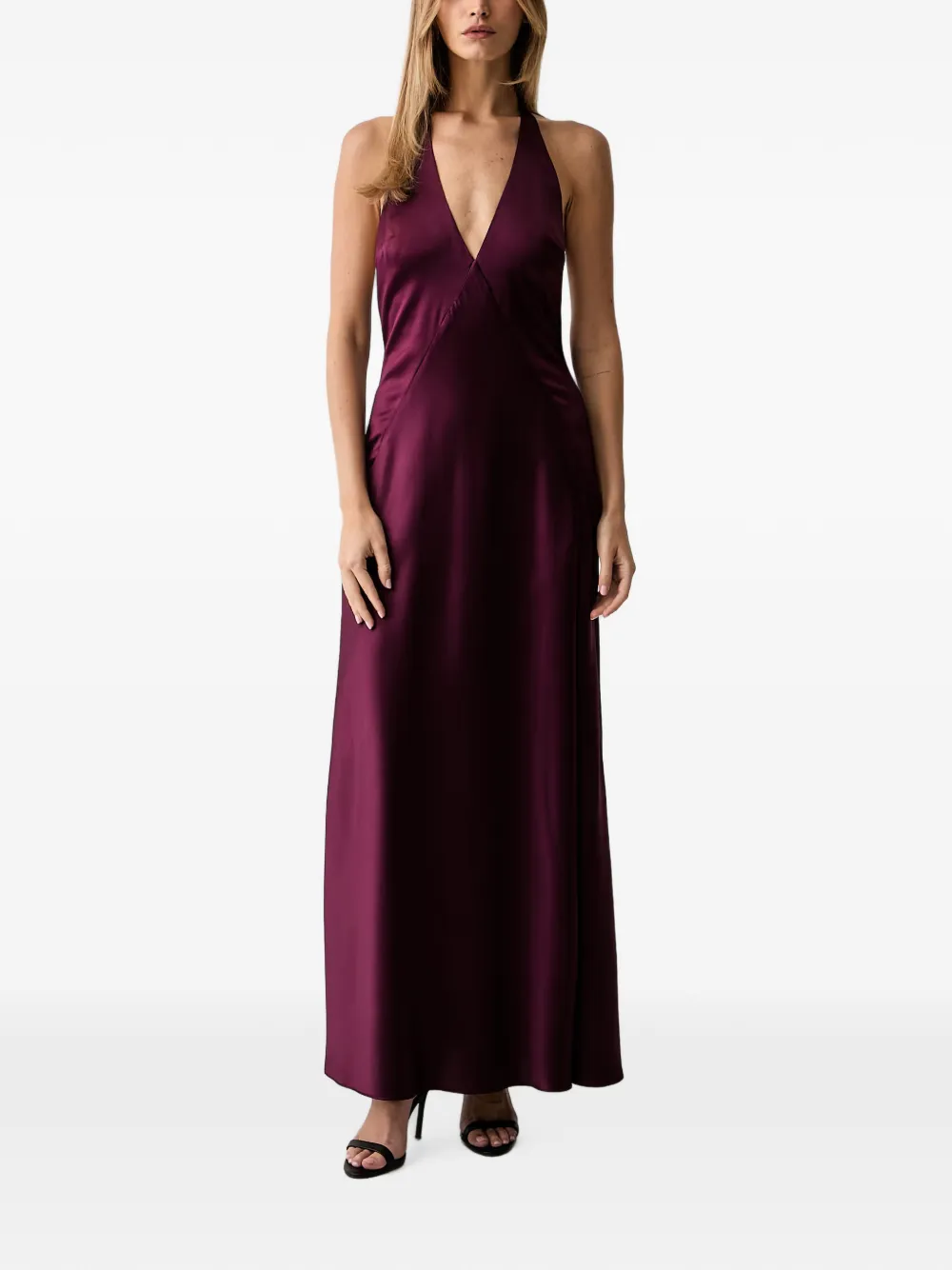 Bardot halterneck backless dress