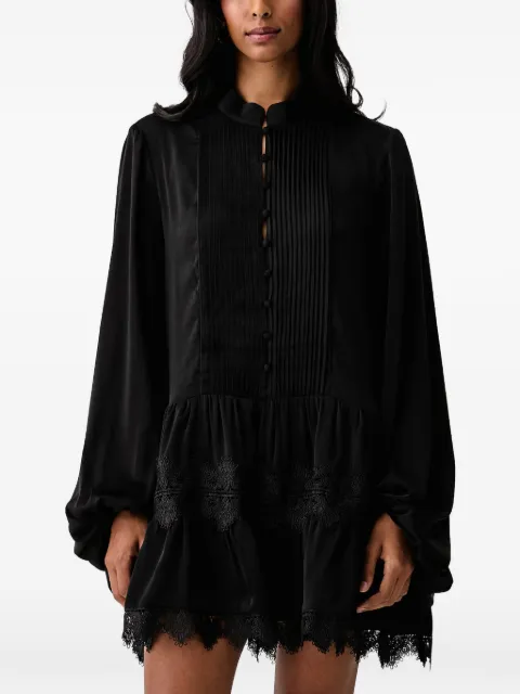 Bardot lace-trim pintuck-detail dress