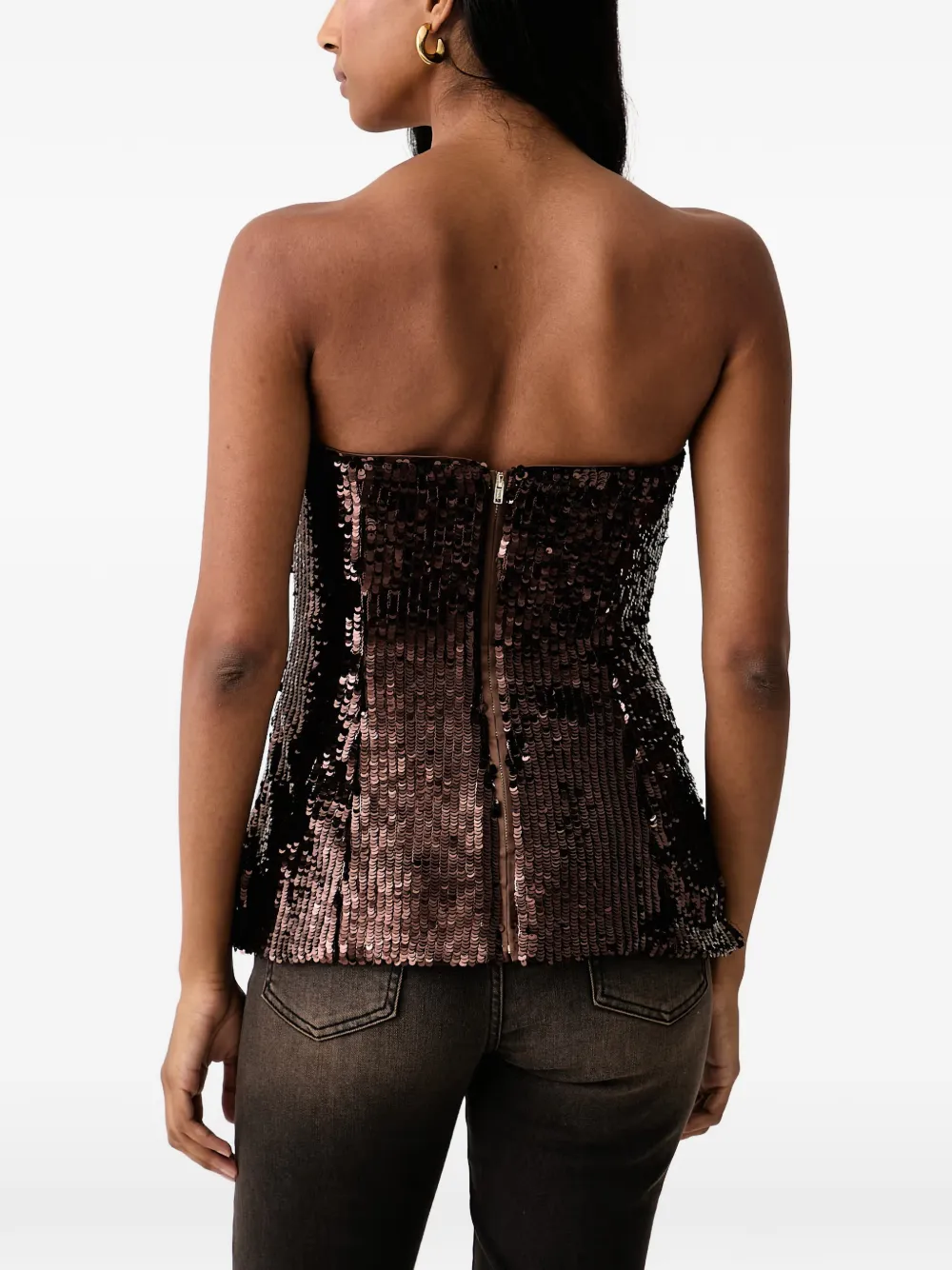 Bardot Helenia sequin-embellished strapless top Bruin