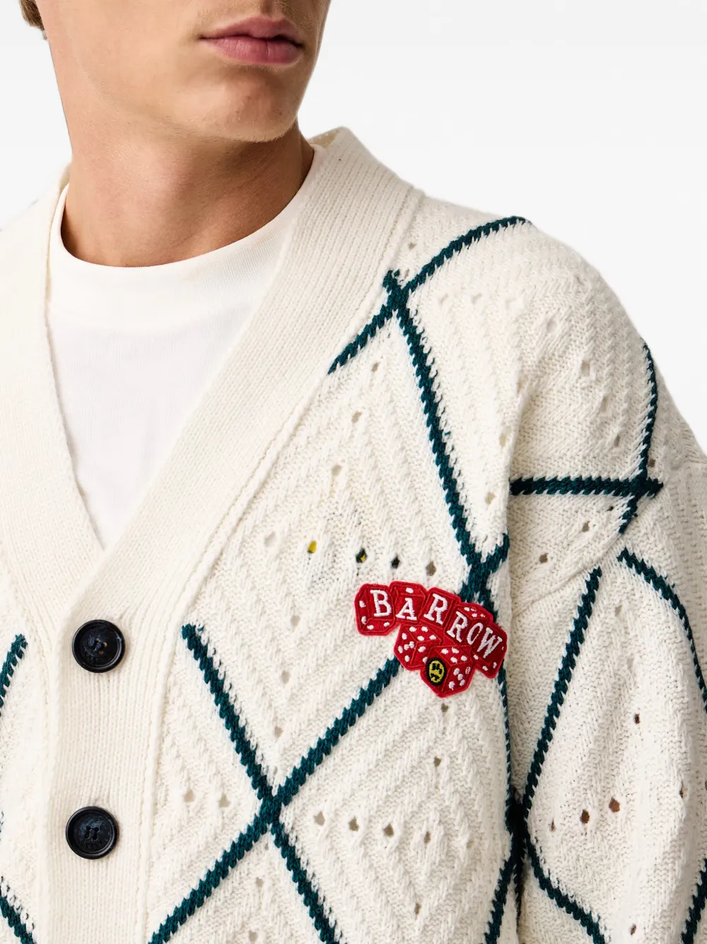 BARROW logo-patch cardigan Beige