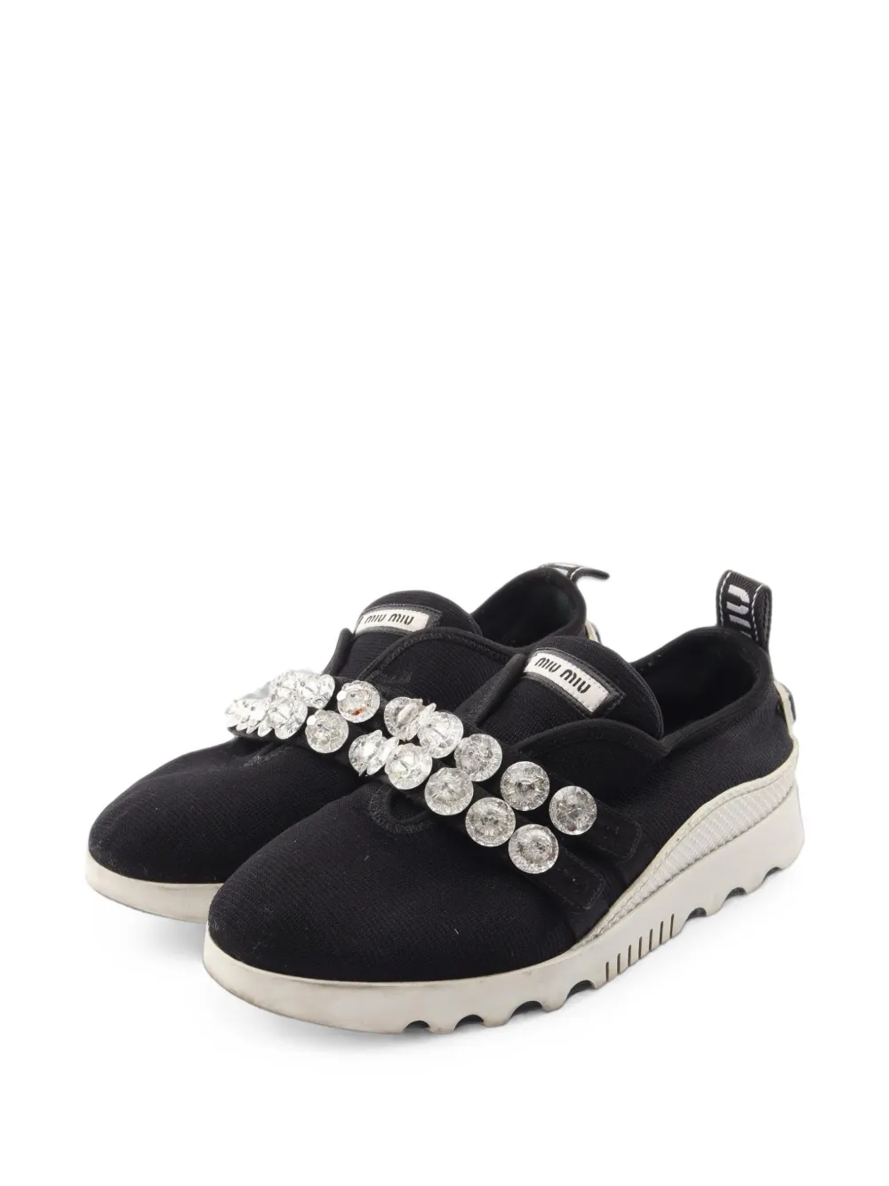 Miu Miu Pre-Owned 2000s Bijou slip-on sneakers - Nero