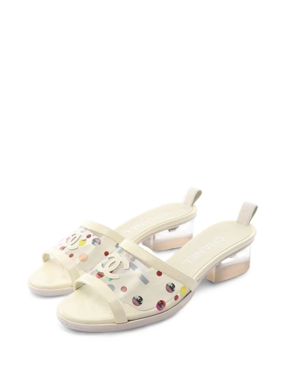 CHANEL Pre-Owned 1986-1988 Coco Mark block-heel sandals - Bianco