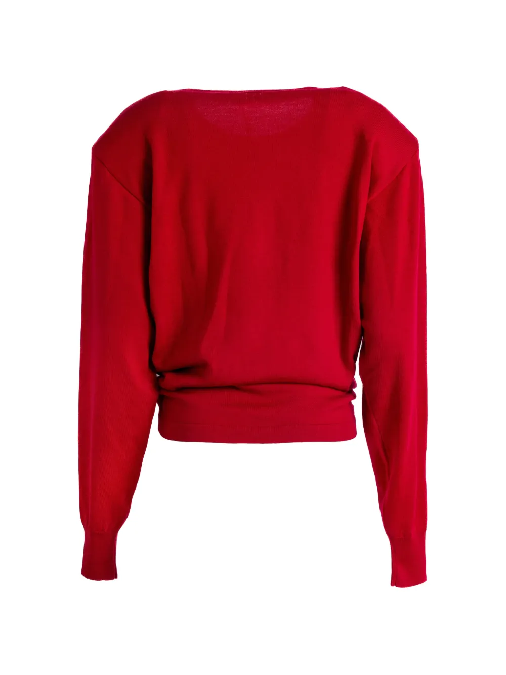 Magda Butrym knot-detail padded-shoulder wool sweater Rood
