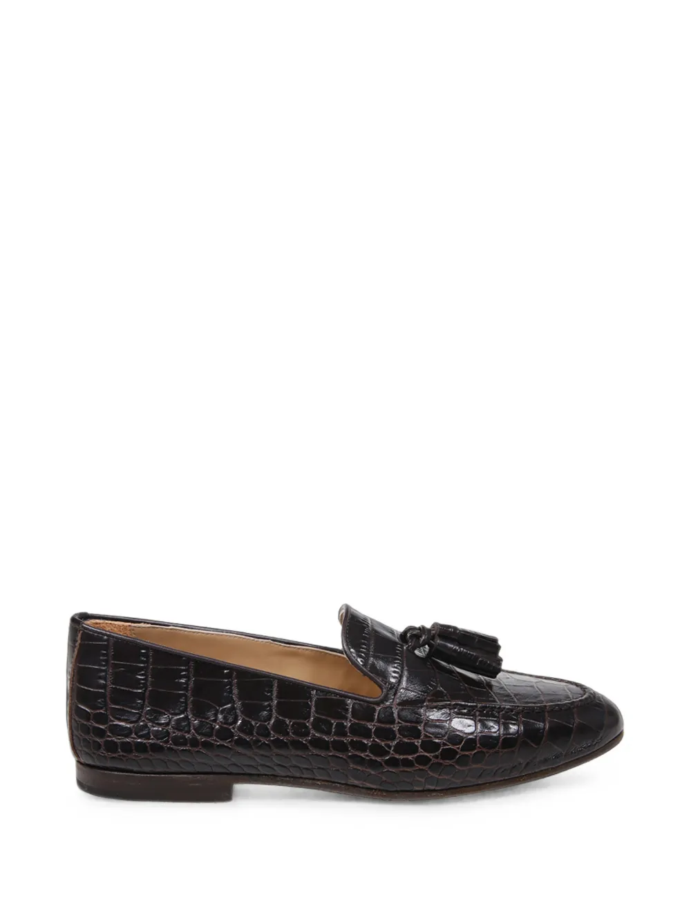 Francesco Russo croc-effect tassel loafers - Marrone