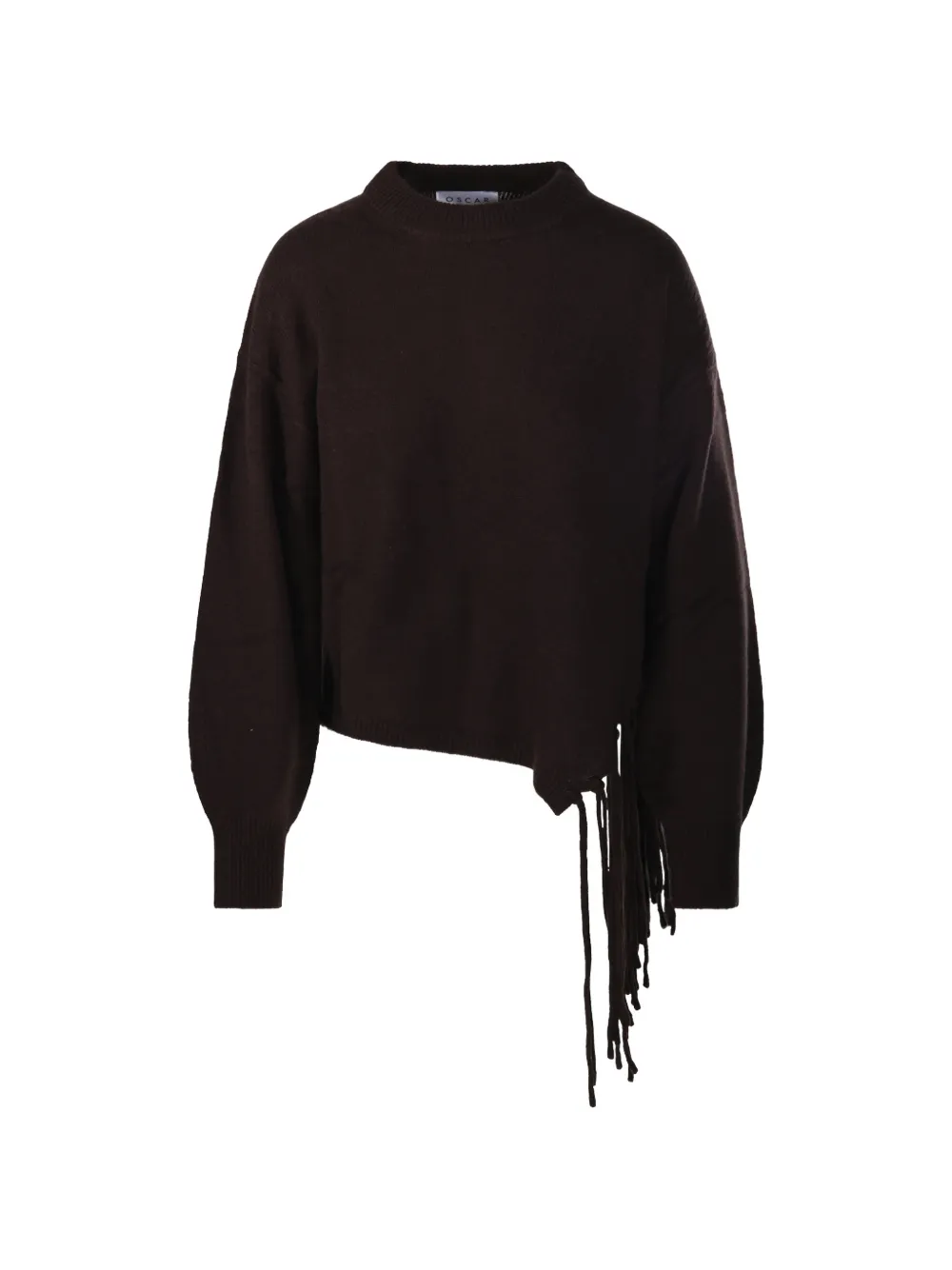 OSCAR The Collection fringe-trim asymmetric sweater