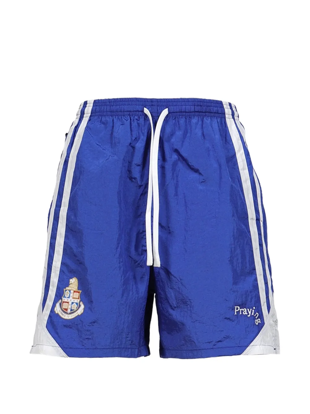 Praying Logo-print Side-stripe Shorts In 블루