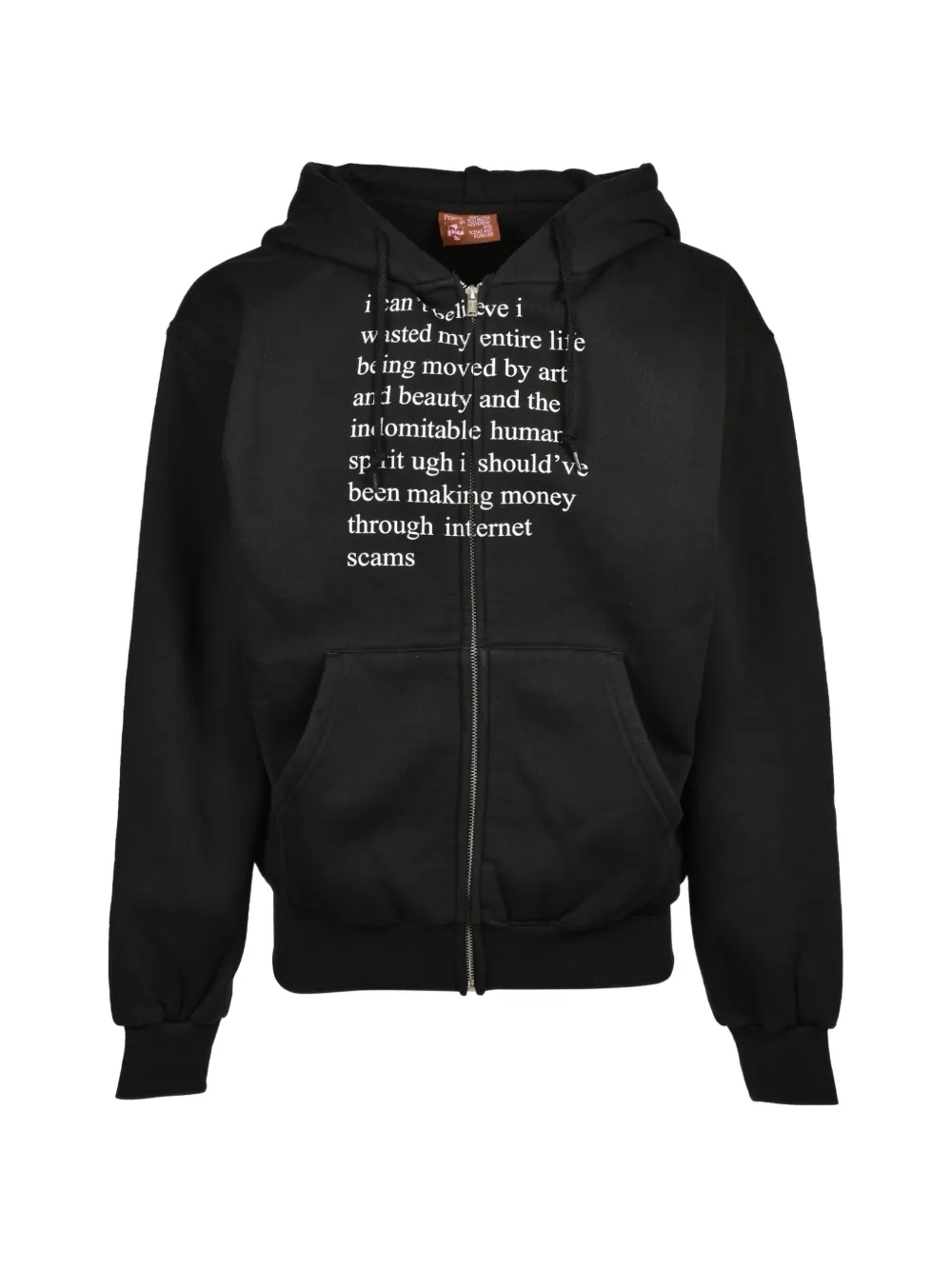 Praying graphic-print zip-up hoodie