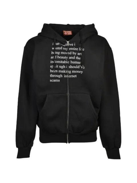 Praying graphic-print zip-up hoodie
