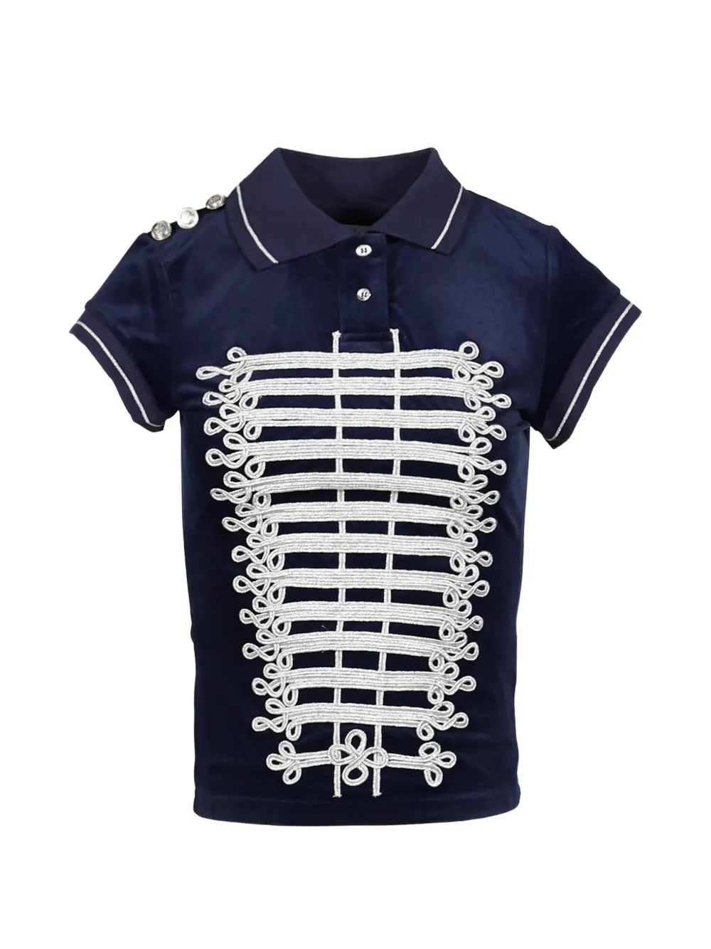 Praying Napoleon-style button-embellished top