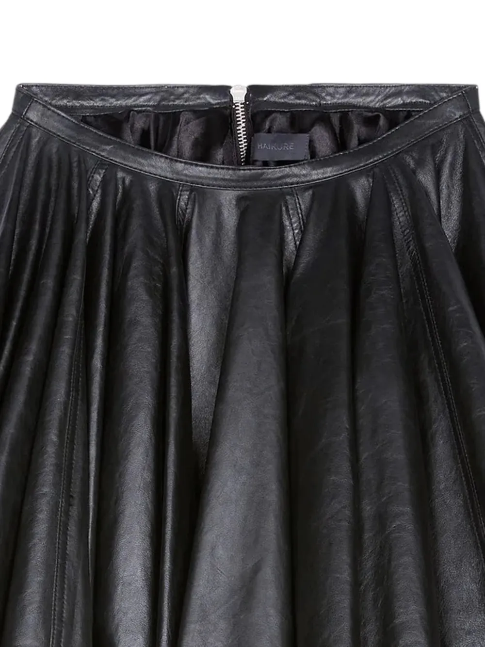 Haikure pleated leather skirt Zwart