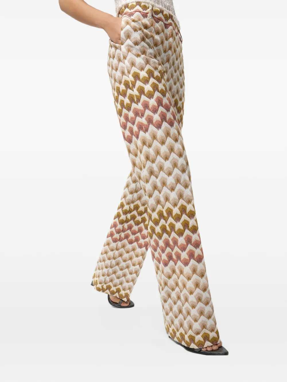 Missoni Straight viscose lamé broek met kanten patroon Beige