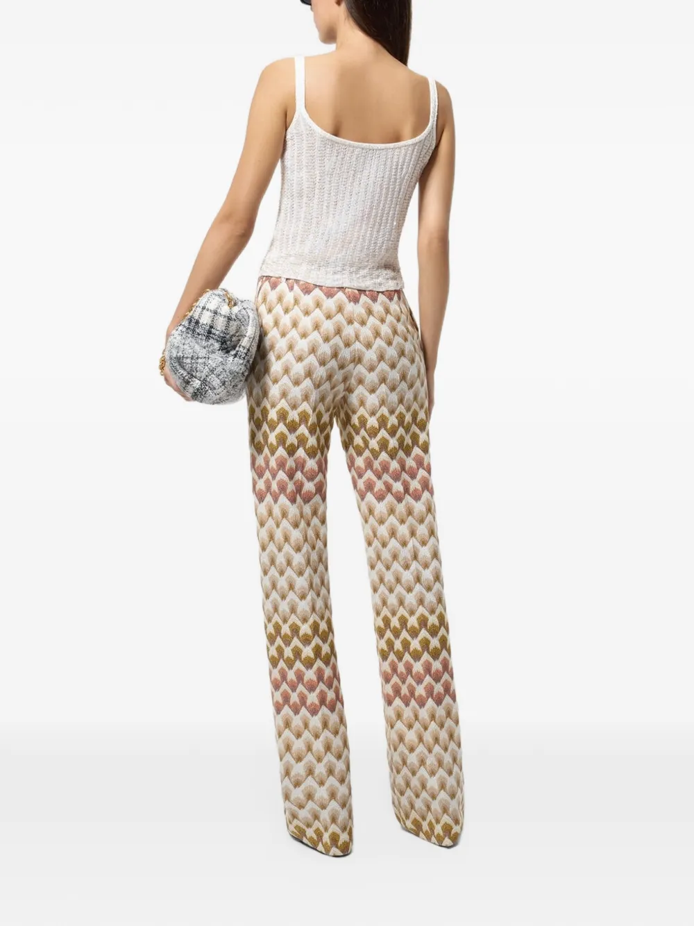 Missoni Straight viscose lamé broek met kanten patroon Beige