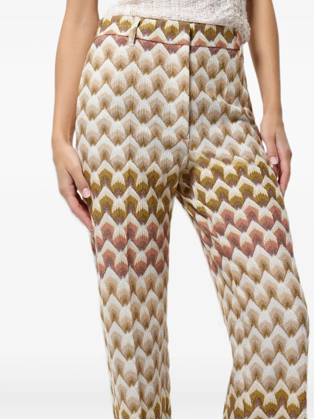 Missoni Straight viscose lamé broek met kanten patroon Beige
