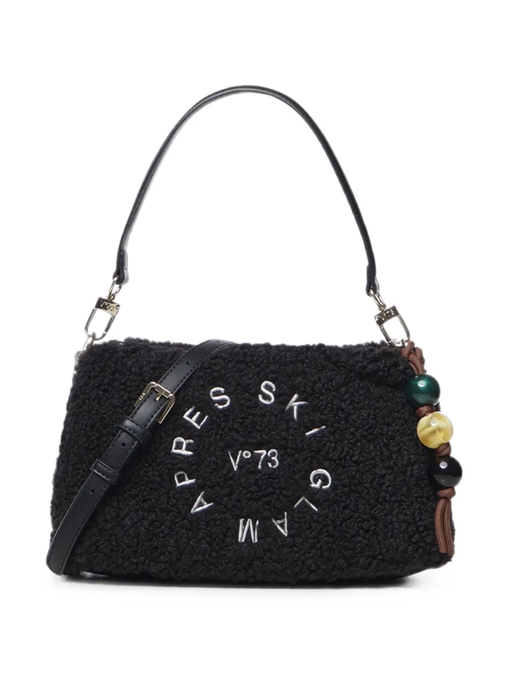 V°73 teddy-effect embroidered shoulder bag · OS