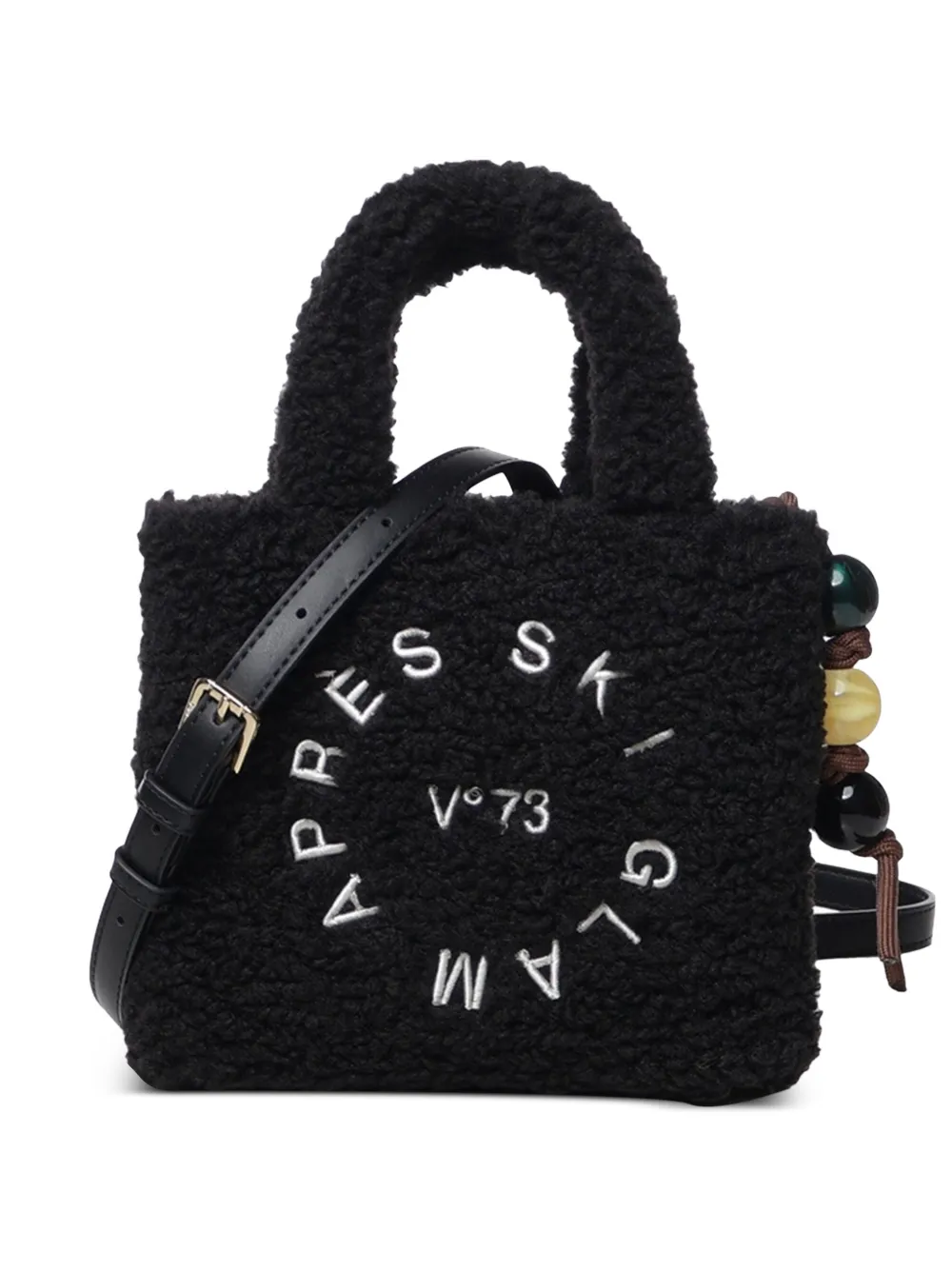 V°73 Ski Glam teddy-effect embroidered tote bag