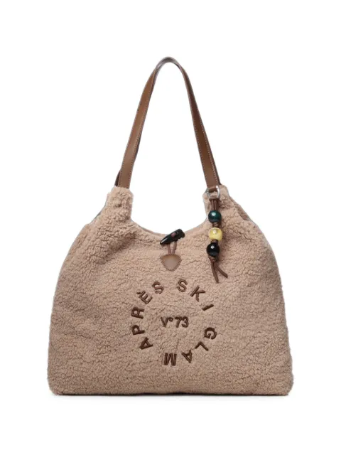 V°73 Ski Glam teddy-effect embroidered shoulder bag