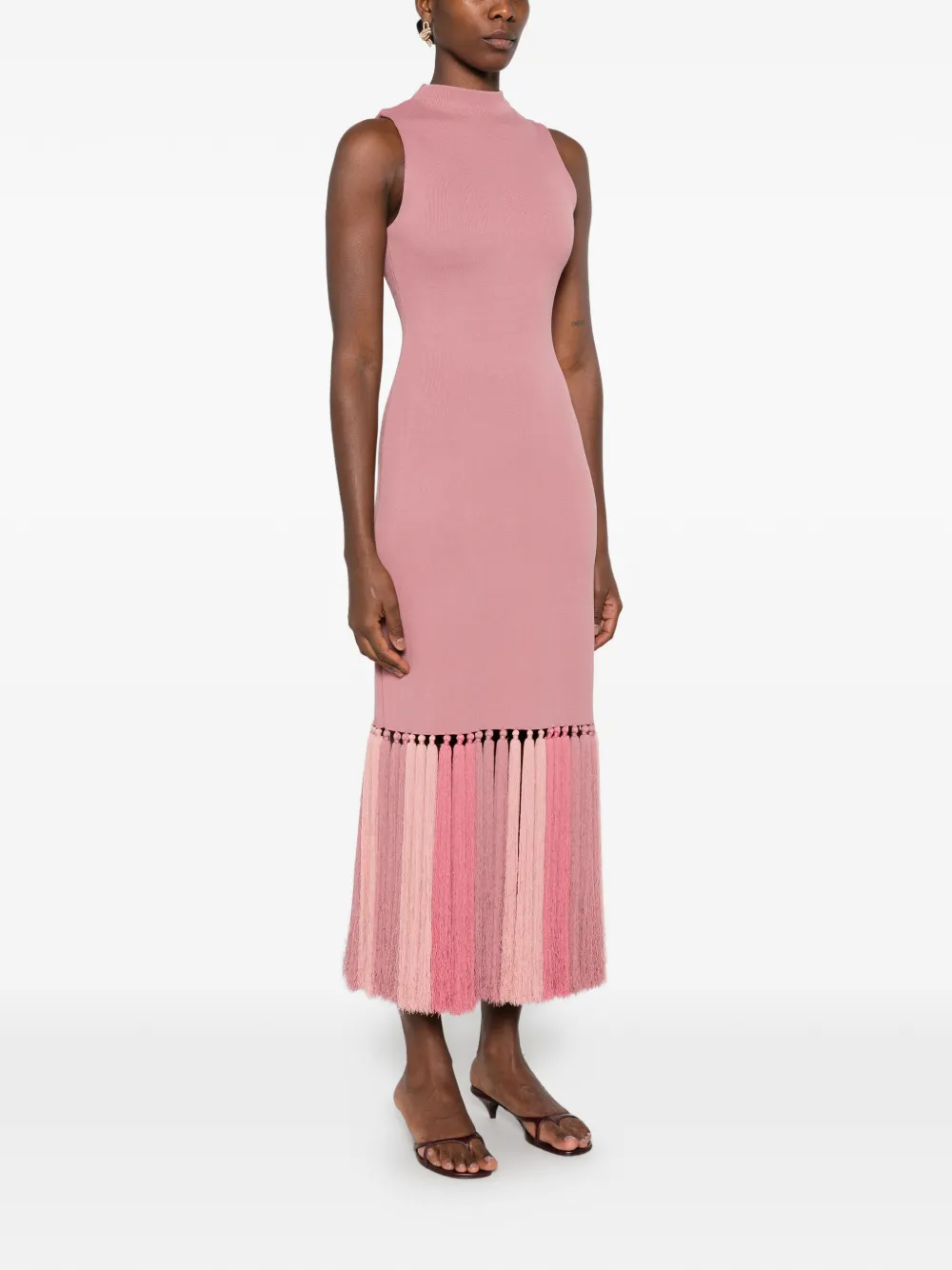 Aje Sofina midi-jurk met kwastafwerking Roze