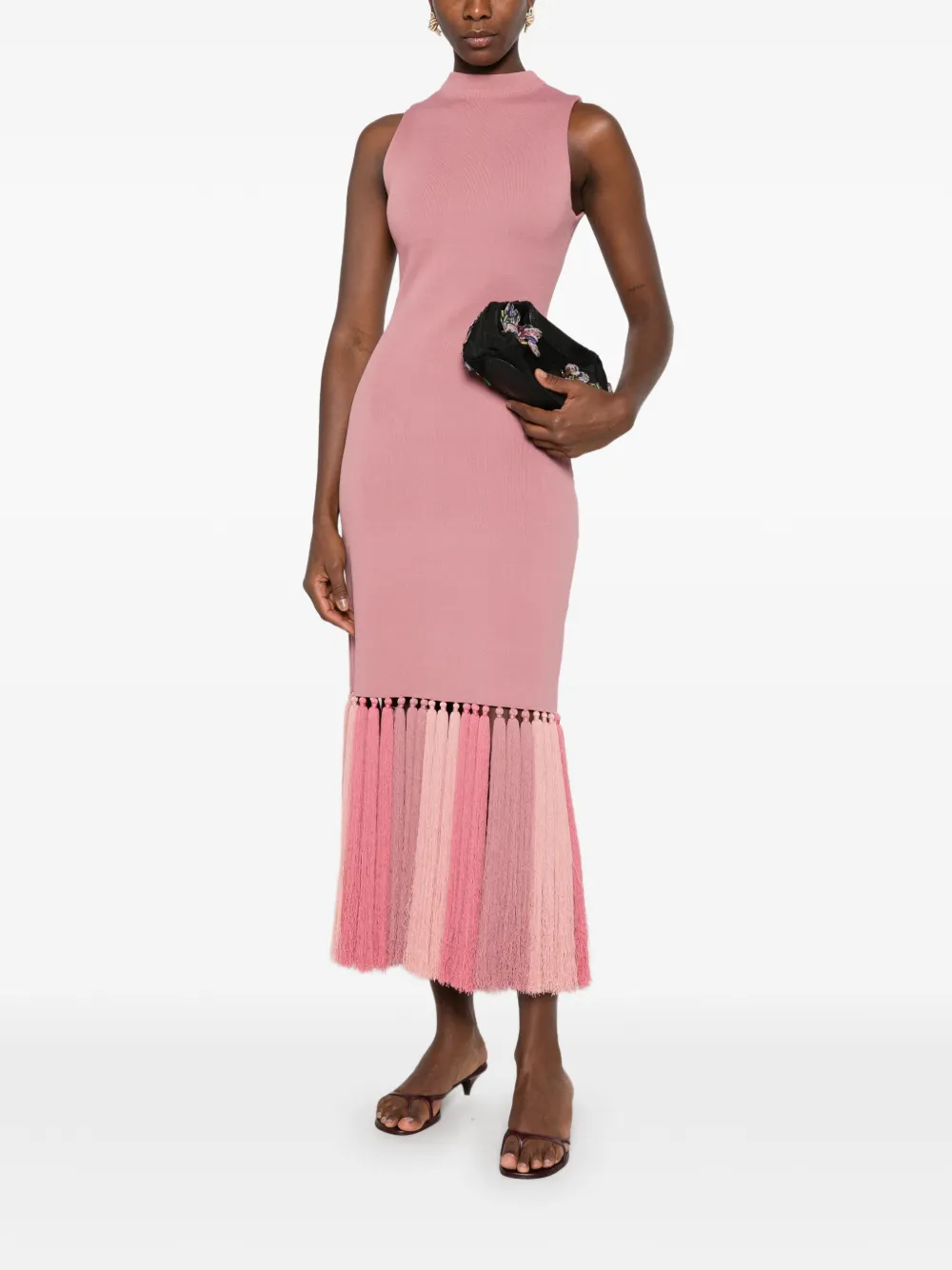 Aje Sofina midi-jurk met kwastafwerking Roze