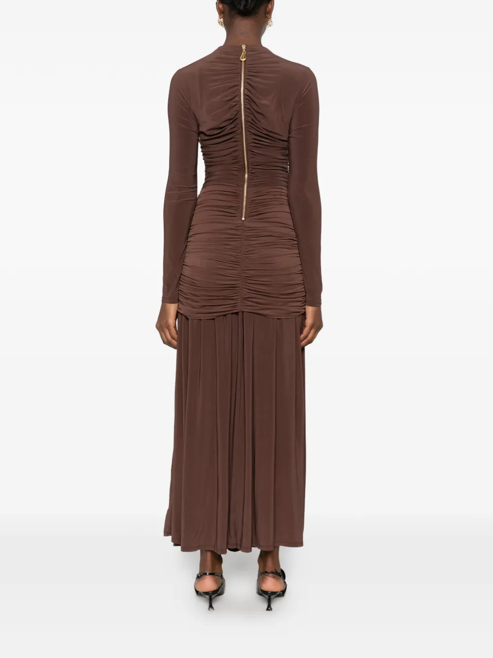 Aje Selah gesmockte jersey maxi-jurk Bruin