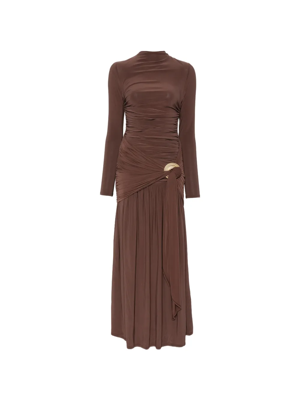Aje Selah Gathered Jersey Maxi Dress In Brown