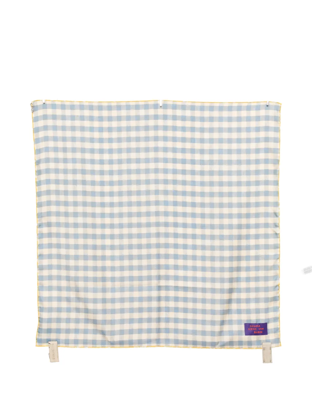 Loewe X Cosima Von Bonin Gingham Floral-print Scarf In Blue