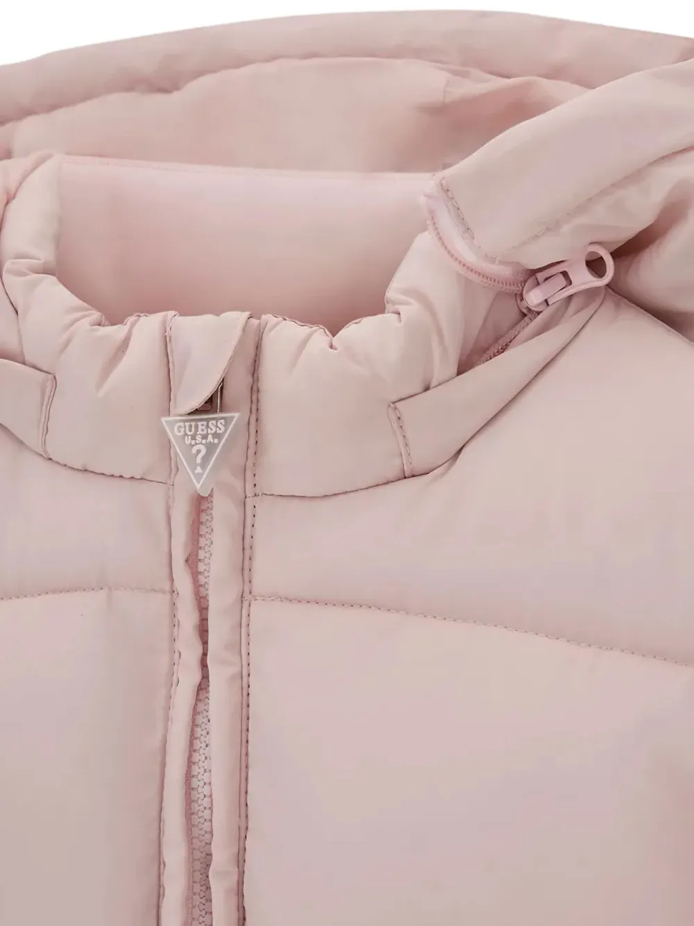 guess kids logo-patch hooded puffer jacket Roze