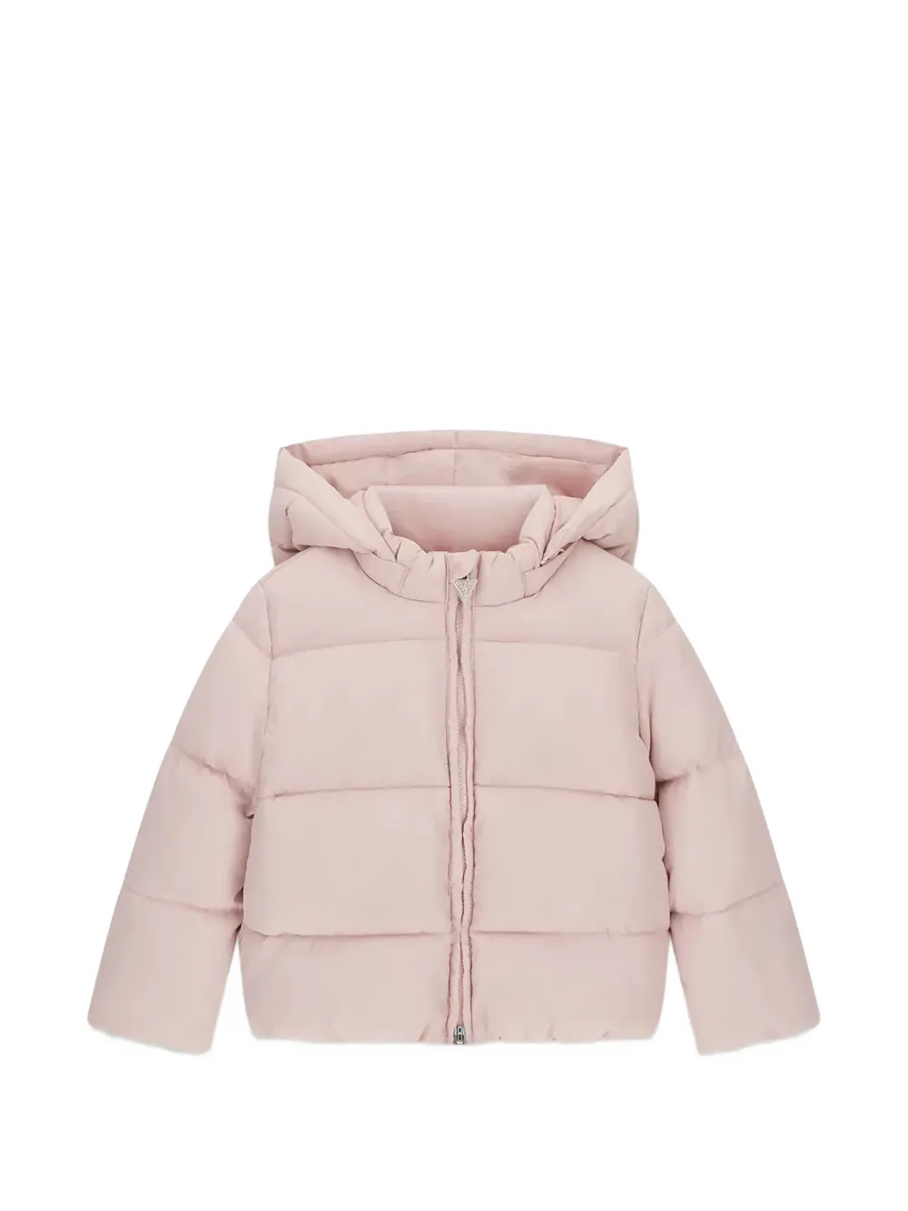 Guess kids logo-patch hooded puffer jacket Roze