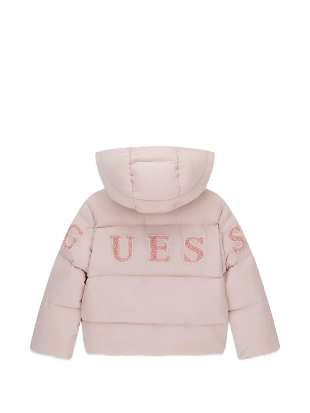 guess kids logo-patch hooded puffer jacket Roze