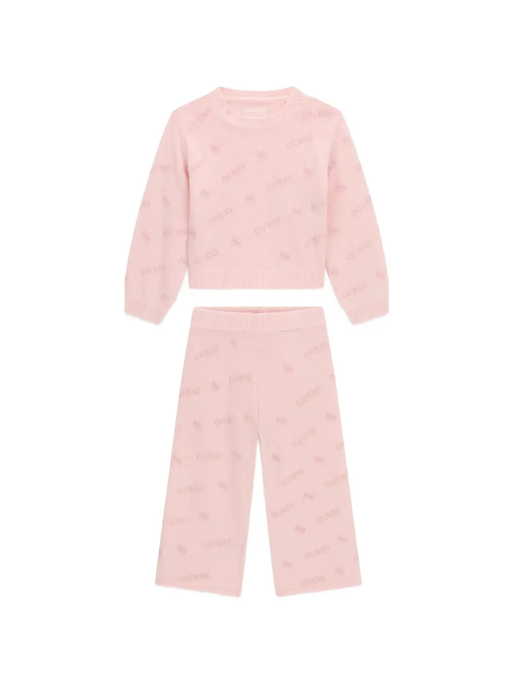 Guess kids logo-pattern knitted tracksuit Roze