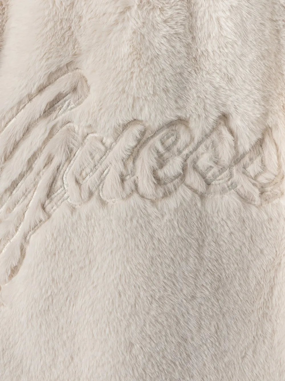 guess kids logo-embroidered faux-fur jacket Beige